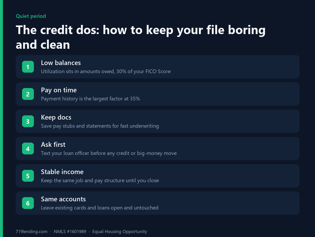List of good credit habits to protect a mortgage before closing