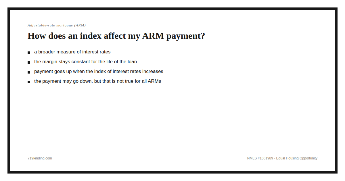 how the index, the margin, and rate caps combine to set the payment on an ARM loan